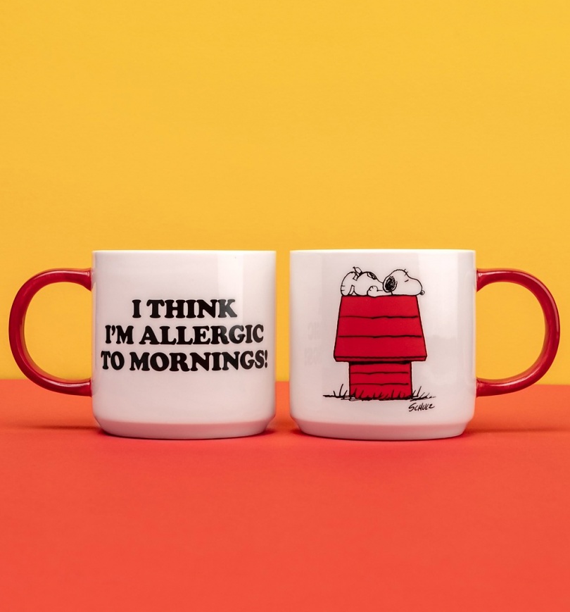 An image of Peanuts Snoopy Allergic To Mornings Mug