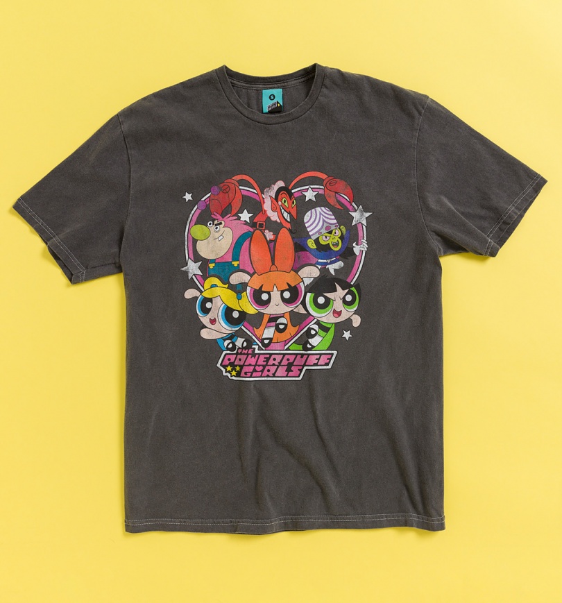An image of The Powerpuff Girls Vintage Wash Charcoal T-Shirt