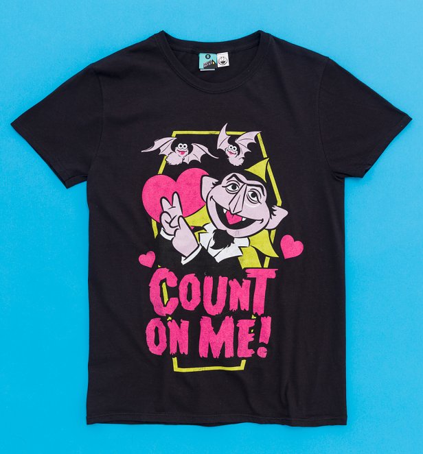 An image of Sesame Street Count On Me Black T-Shirt