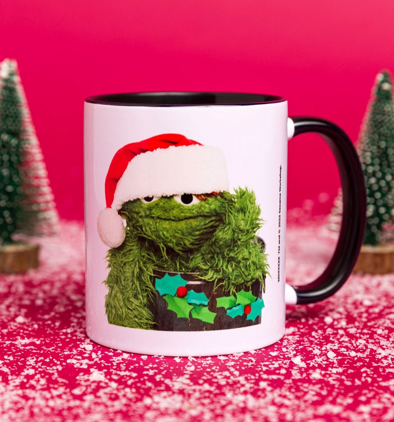 An image of Sesame Street Oscar Bah Humbug Black Handle Mug