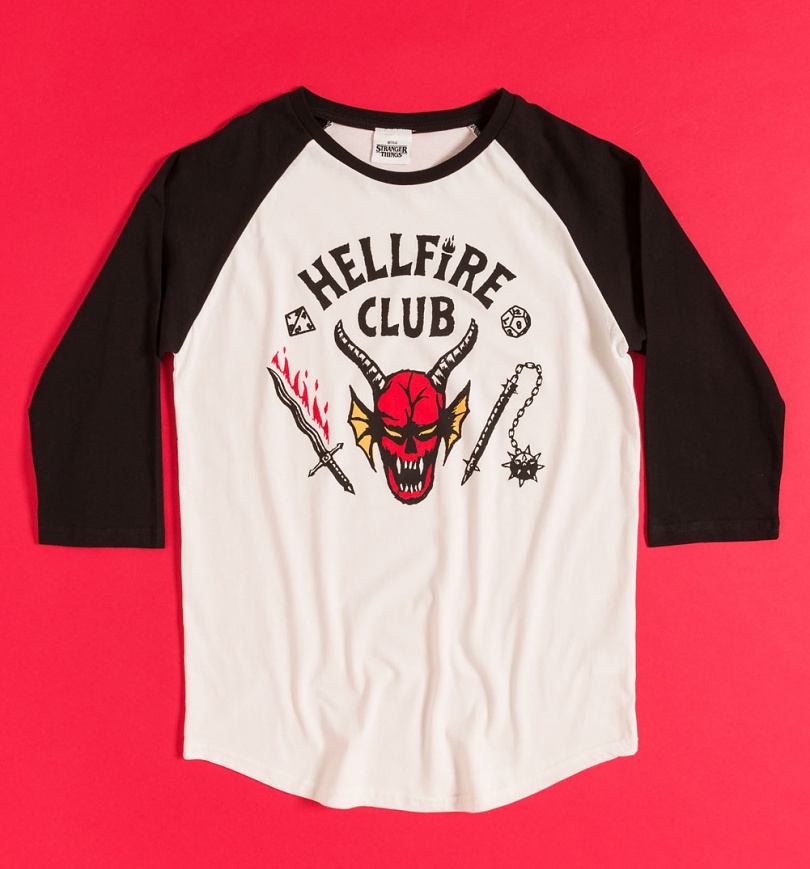 An image of Stranger Things Hellfire Club 3/4 Sleeve Baseball T-Shirt