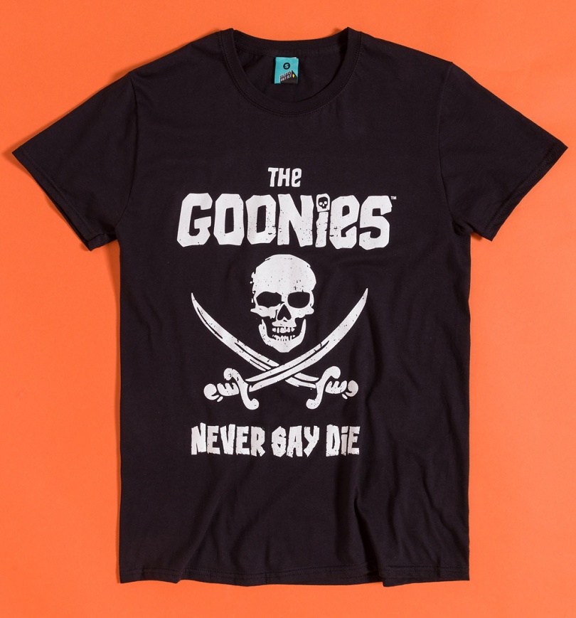 An image of The Goonies Never Say Die Black T-Shirt