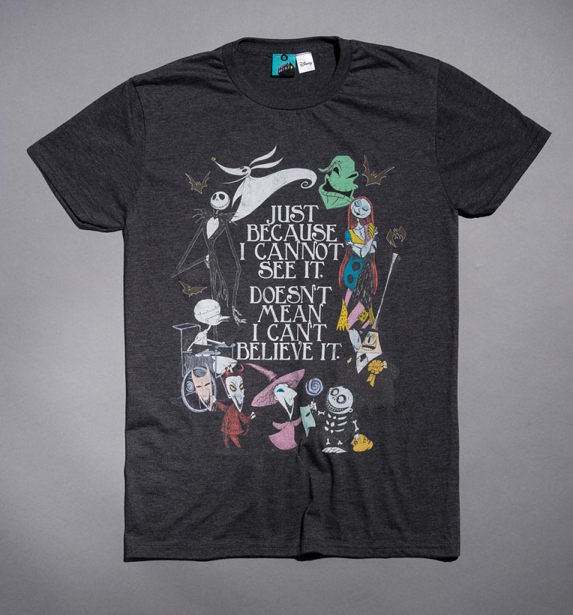 An image of Disney The Nightmare Before Christmas Quote Dark Heather T-Shirt