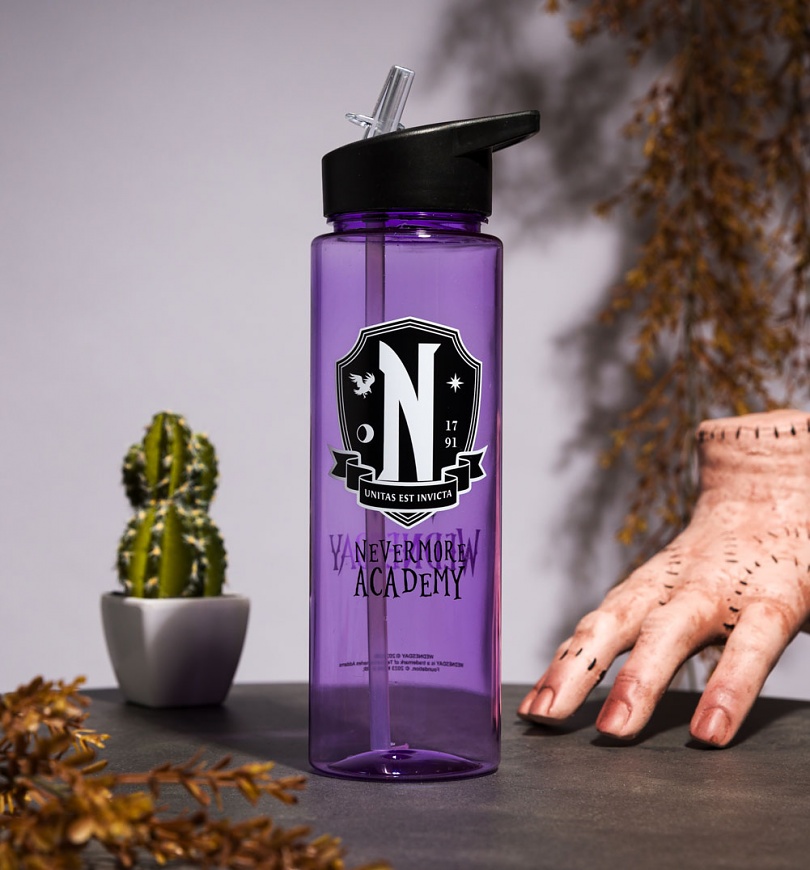 An image of Wednesday Nevermore Academy Purple Water Bottle