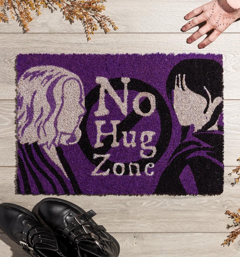 An image of Wednesday No Hug Zone Door Mat