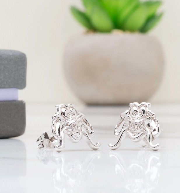 White Gold Plated Disney Mulan Mushu Stud Earrings