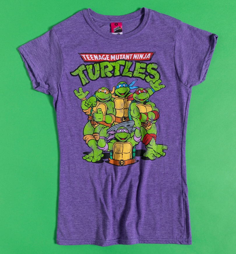 An image of Classic Teenage Mutant Ninja Turtles Purple Marl Fitted T-Shirt