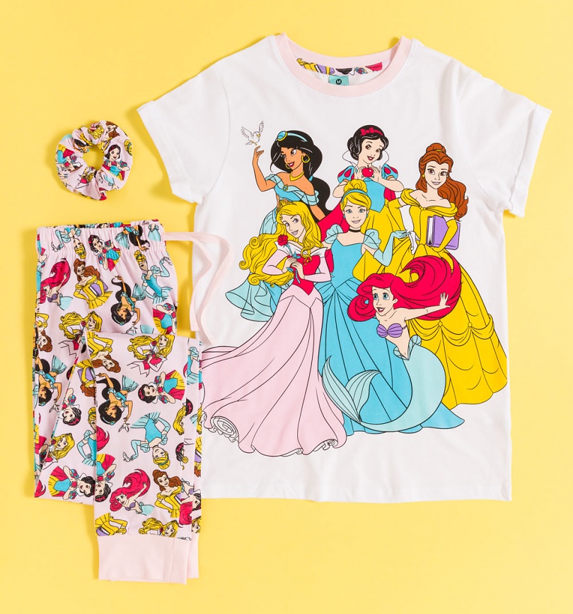 An image of Womens Disney Princess Pyjama and Scrunchie Set