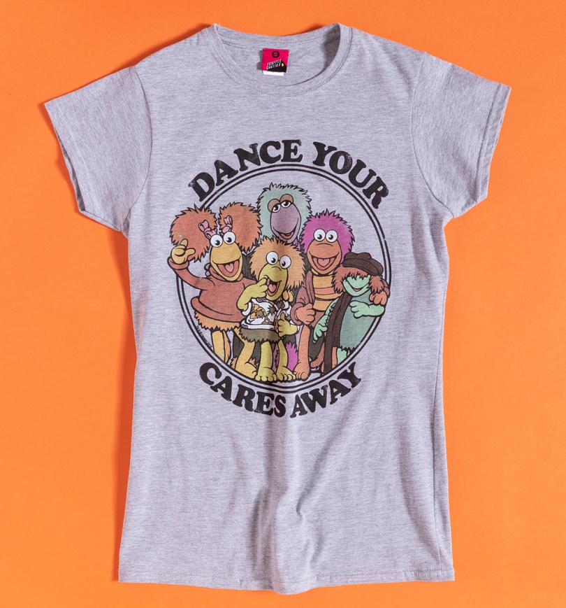 An image of Womens Fraggle Rock Dance Your Cares Away Fitted T-Shirt