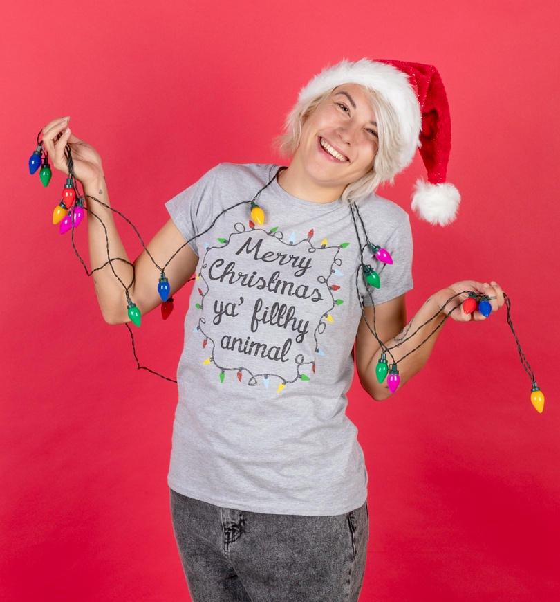An image of Womens Merry Christmas Ya Filthy Animal Fitted T-Shirt