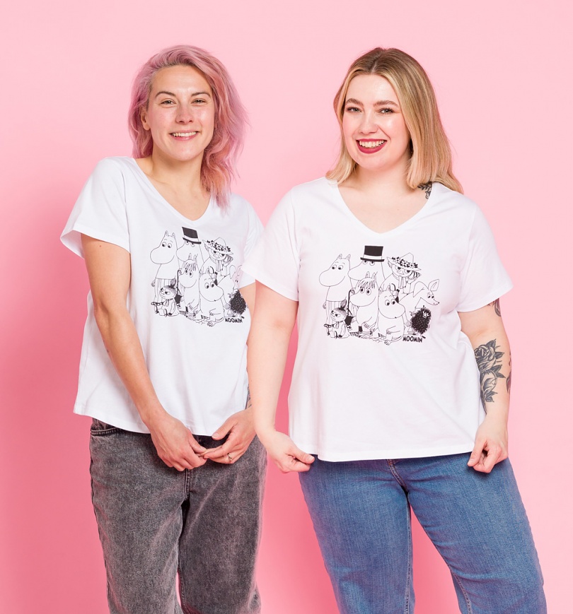 An image of Womens Moomin White V-Neck T-Shirt
