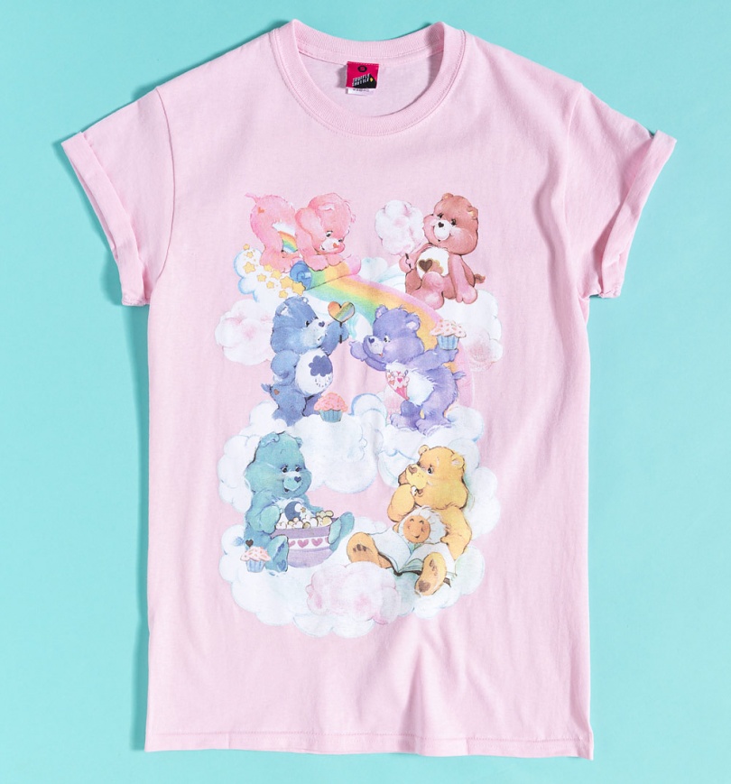An image of Care Bears Sweet Treats Clouds Pink Rolled Sleeve Boyfriend T-Shirt