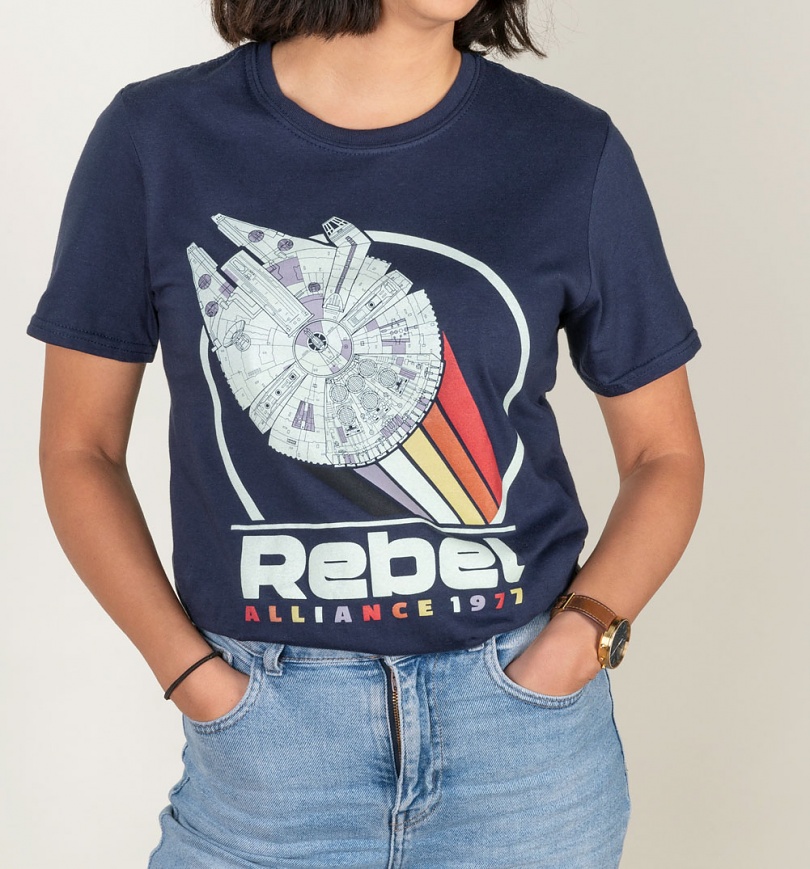An image of Womens Star Wars Rebel Alliance 1977 Navy T-Shirt