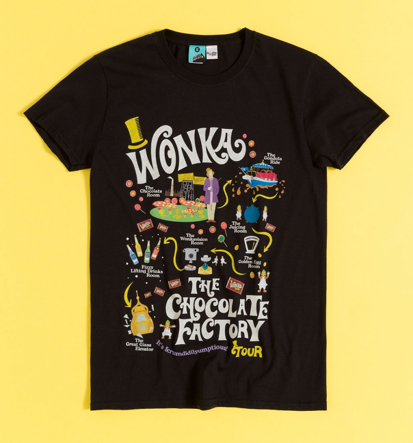An image of Wonka Chocolate Factory Tour Black T-Shirt