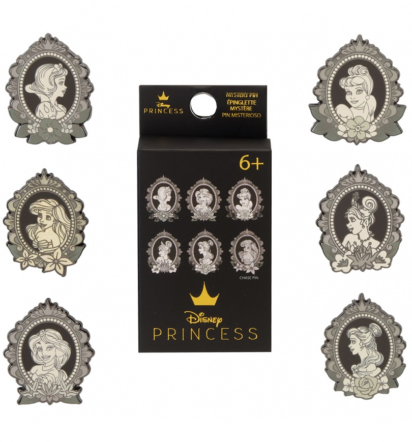 An image of Loungefly Disney Princess Cameos Mystery Box Pins